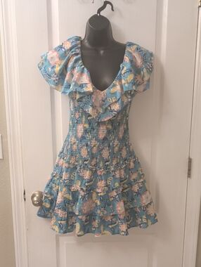 Allison New York Blue Floral Ruffle Sundress - Women